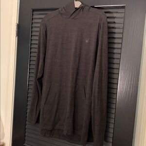 Spider Gray Hooded Long Sleeve Shirt